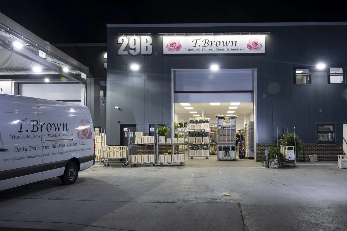 Tom Brown Wholesale premises at night, loading for the morning deliveries